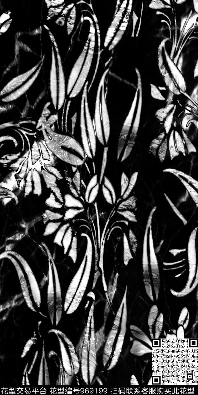 数码华亿平台抽象绿植树叶数码印花华亿平台下载（图片编号: 969199） - 瓦栏（Walan）