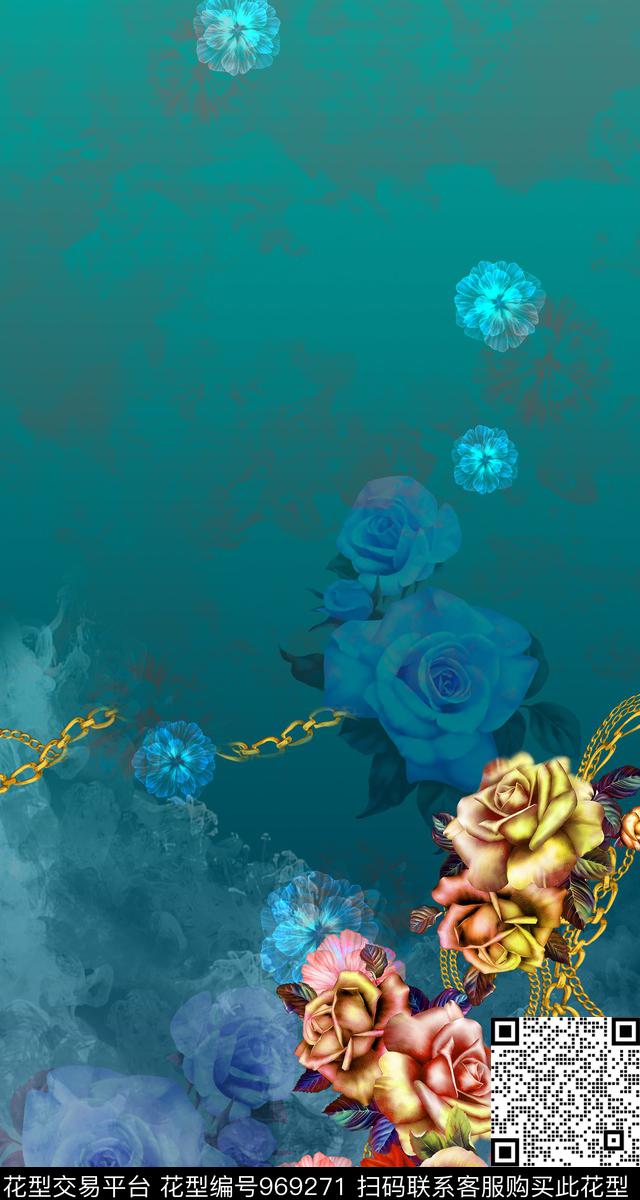 数码华亿平台抽象花卉数码印花华亿平台下载（图片编号: 969271） - 瓦栏（Walan）