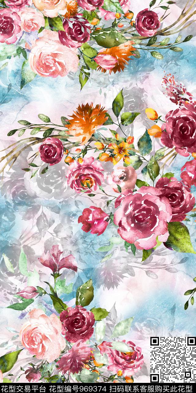 小碎花花卉满版散花数码印花华亿平台下载（图片编号: 969374） - 瓦栏（Walan）