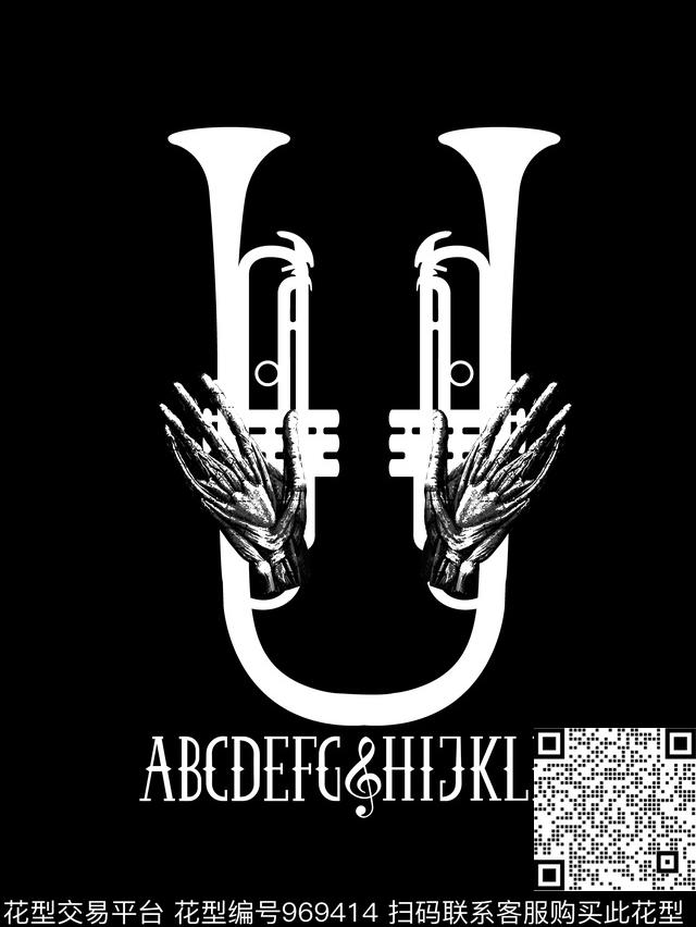 字母男装定位花传统印花华亿平台下载（图片编号: 969414） - 瓦栏（Walan）