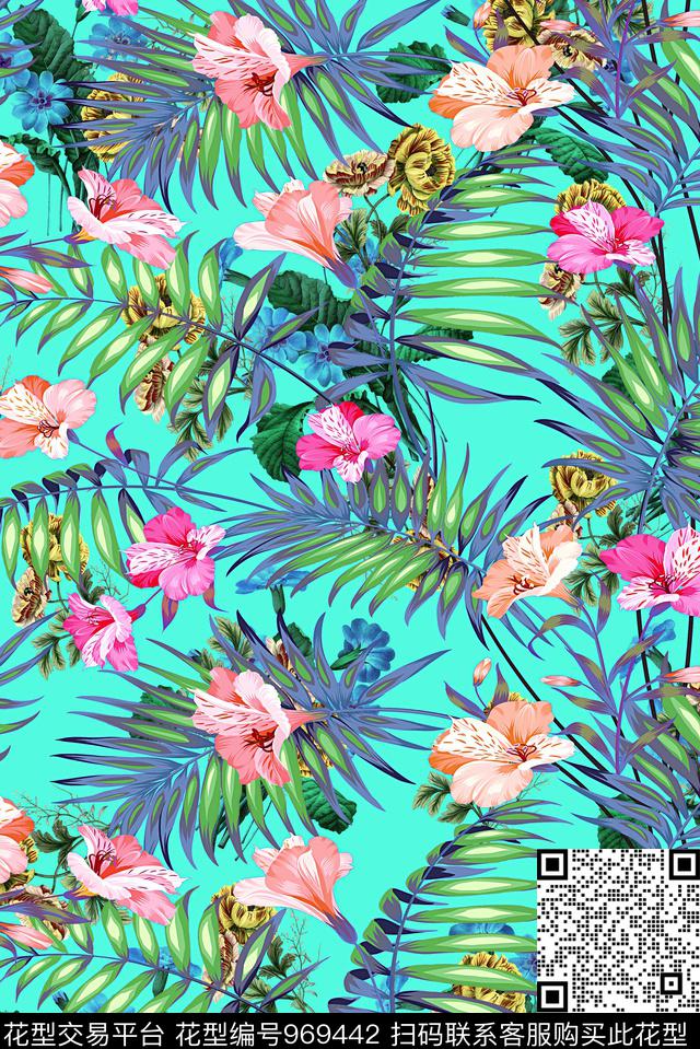 植物花卉家纺类数码印花华亿平台下载（图片编号: 969442） - 瓦栏（Walan）