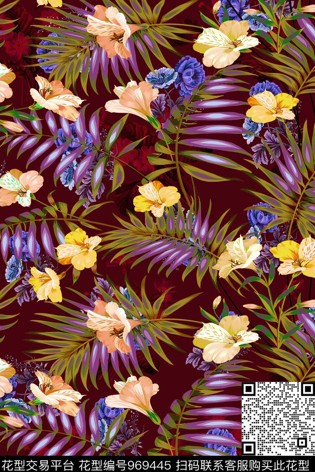 植物花卉家纺类数码印花华亿平台下载（图片编号: 969445） - 瓦栏（Walan）