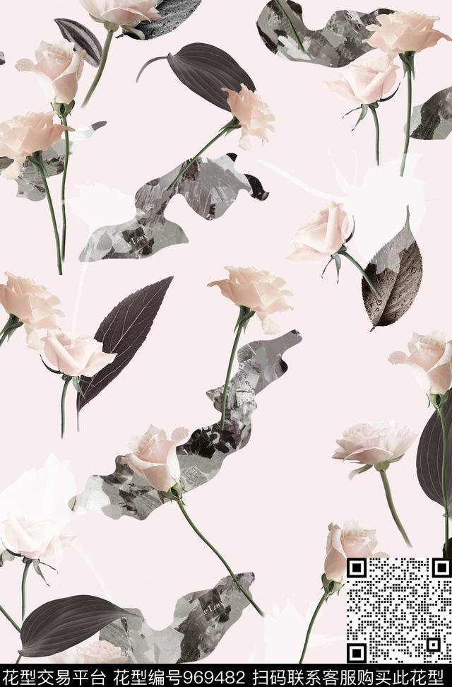 温室花卉抽象花卉数码印花华亿平台下载（图片编号: 969482） - 瓦栏（Walan）