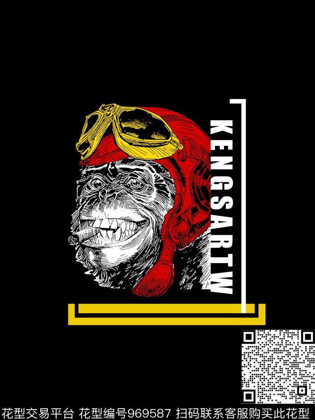 猴子几何潮牌传统印花华亿平台下载（图片编号: 969587） - 瓦栏（Walan）