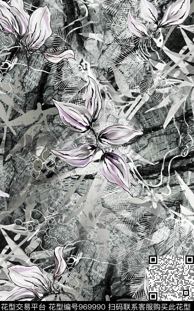数码华亿平台抽象花卉数码印花华亿平台下载（图片编号: 969990） - 瓦栏（Walan）