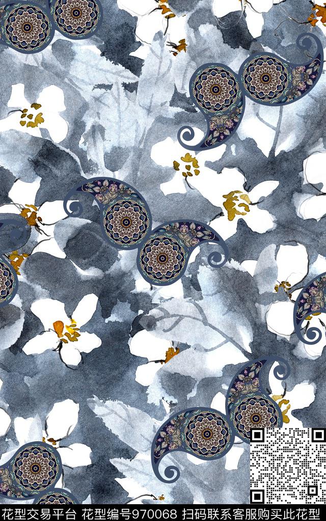 民族风小碎花抽象数码印花华亿平台下载（图片编号: 970068） - 瓦栏（Walan）