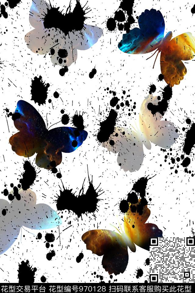 抽象蝴蝶潮牌数码印花华亿平台下载（图片编号: 970128） - 瓦栏（Walan）