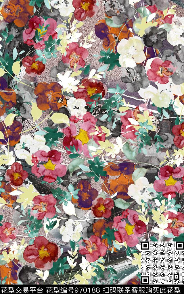 趣味肌理抽象数码印花华亿平台下载（图片编号: 970188） - 瓦栏（Walan）
