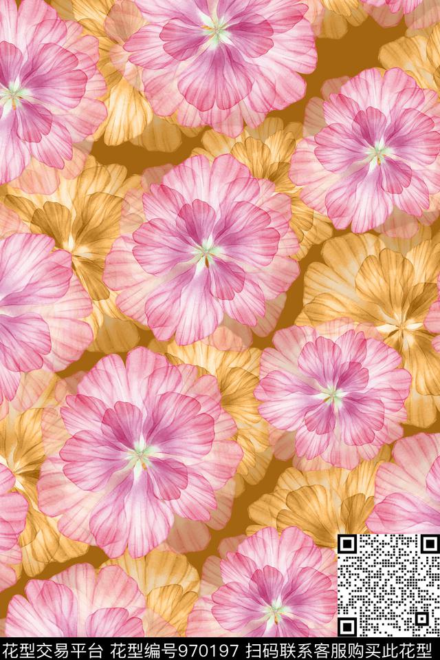 数码华亿平台花卉大牌风数码印花华亿平台下载（图片编号: 970197） - 瓦栏（Walan）