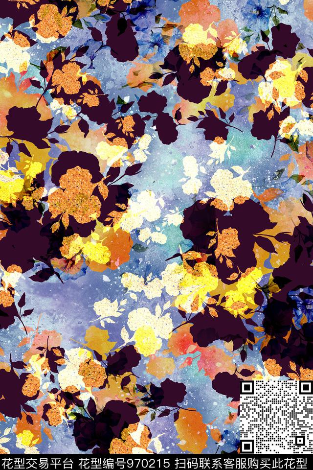 趣味肌理抽象数码印花华亿平台下载（图片编号: 970215） - 瓦栏（Walan）