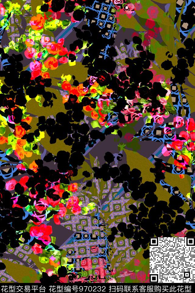 趣味肌理抽象数码印花华亿平台下载（图片编号: 970232） - 瓦栏（Walan）