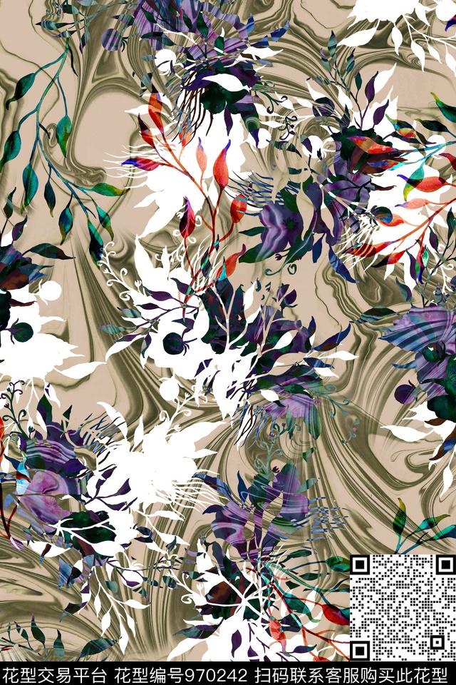 趣味肌理抽象数码印花华亿平台下载（图片编号: 970242） - 瓦栏（Walan）