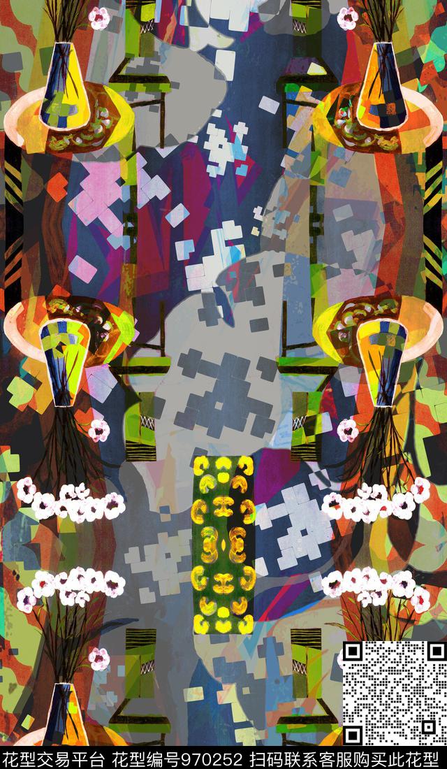 植物数码华亿平台抽象数码印花华亿平台下载（图片编号: 970252） - 瓦栏（Walan）