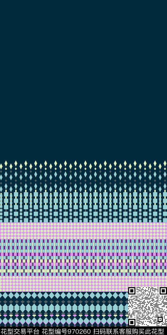 民族风几何定位趣味数码印花华亿平台下载（图片编号: 970260） - 瓦栏（Walan）