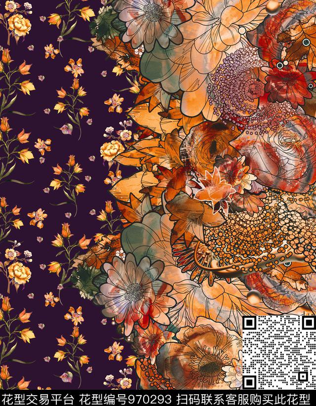 数码华亿平台花卉定位花数码印花华亿平台下载（图片编号: 970293） - 瓦栏（Walan）