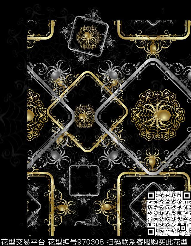 趣味蜘蛛数码印花华亿平台下载（图片编号: 970308） - 瓦栏（Walan）