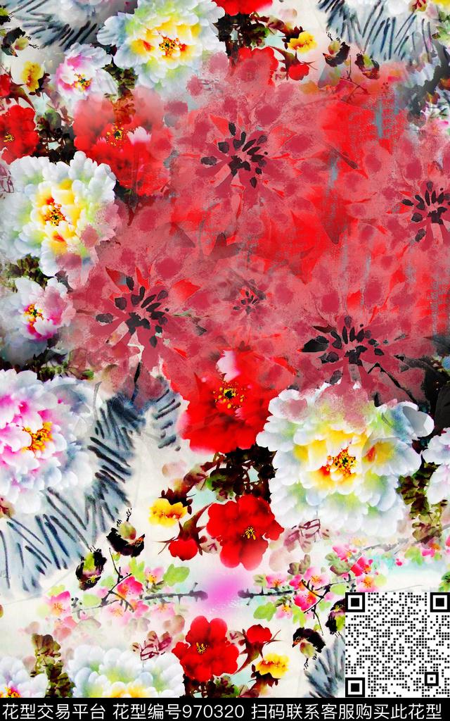 泼墨衬衫口红传统印花华亿平台下载（图片编号: 970320） - 瓦栏（Walan）