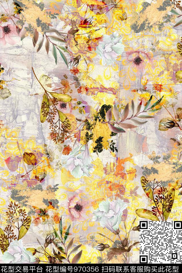 趣味肌理抽象数码印花华亿平台下载（图片编号: 970356） - 瓦栏（Walan）