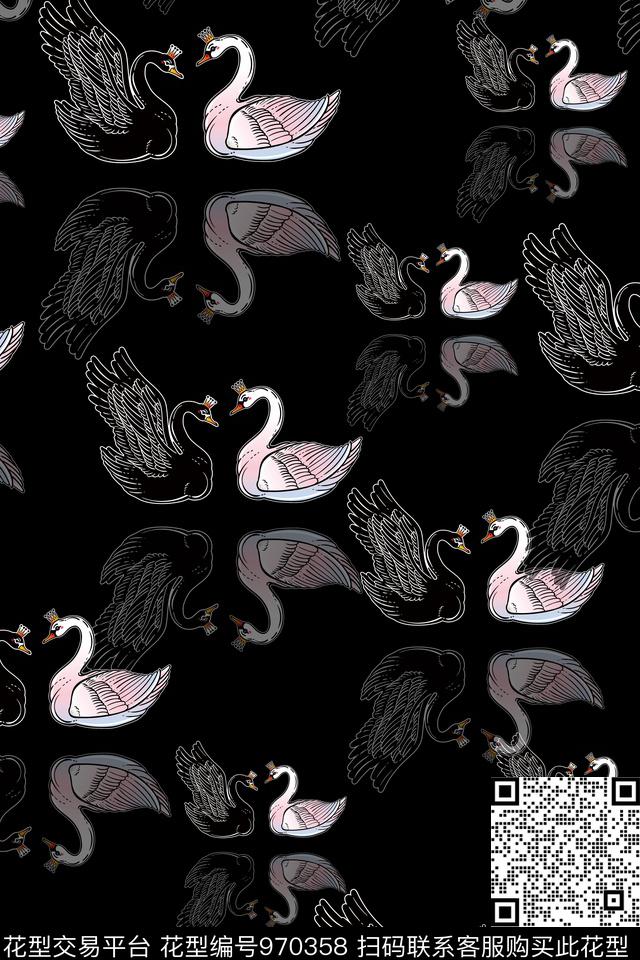动物花卉VALENTINO天鹅数码印花华亿平台下载（图片编号: 970358） - 瓦栏（Walan）