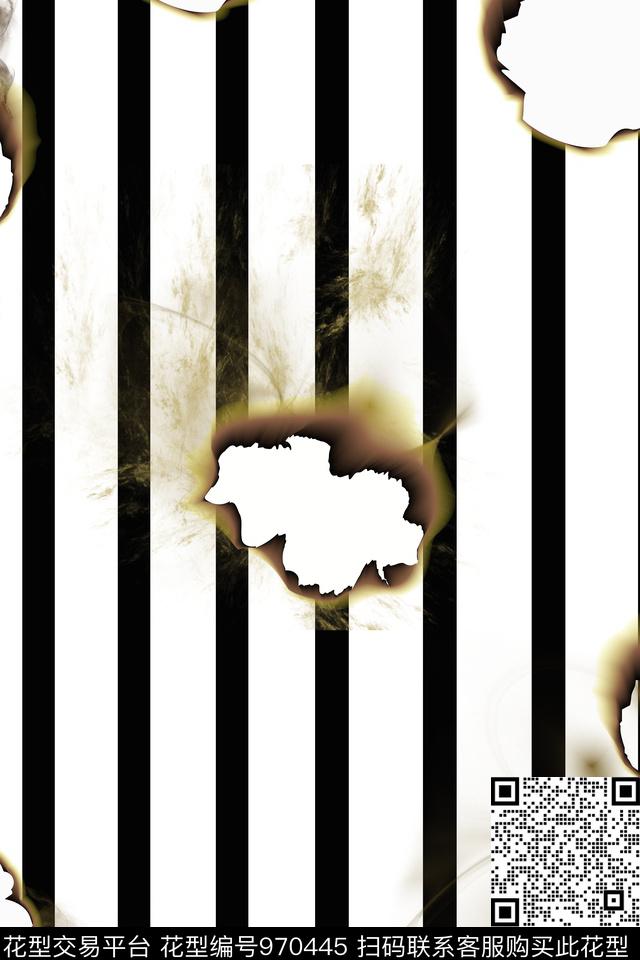 黑白条纹几何烧痕传统印花华亿平台下载（图片编号: 970445） - 瓦栏（Walan）