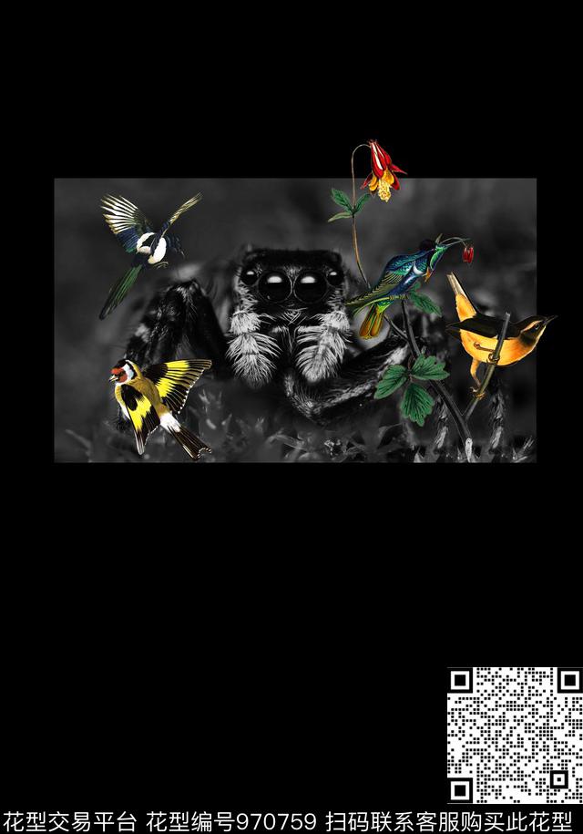 鸟花卉DOLCEGABBANA数码印花华亿平台下载（图片编号: 970759） - 瓦栏（Walan）