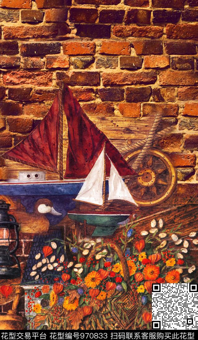 肌理花卉墙面数码印花华亿平台下载（图片编号: 970833） - 瓦栏（Walan）