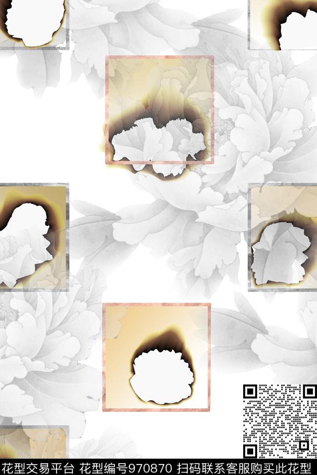 渐变牡丹几何数码印花华亿平台下载（图片编号: 970870） - 瓦栏（Walan）