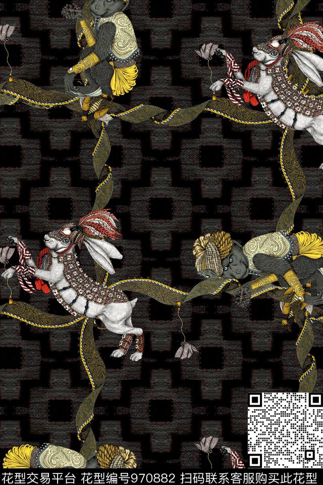 休闲几何动物数码印花华亿平台下载（图片编号: 970882） - 瓦栏（Walan）