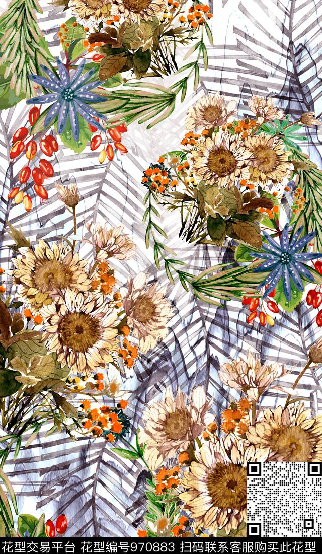 植物数码华亿平台抽象数码印花华亿平台下载（图片编号: 970883） - 瓦栏（Walan）