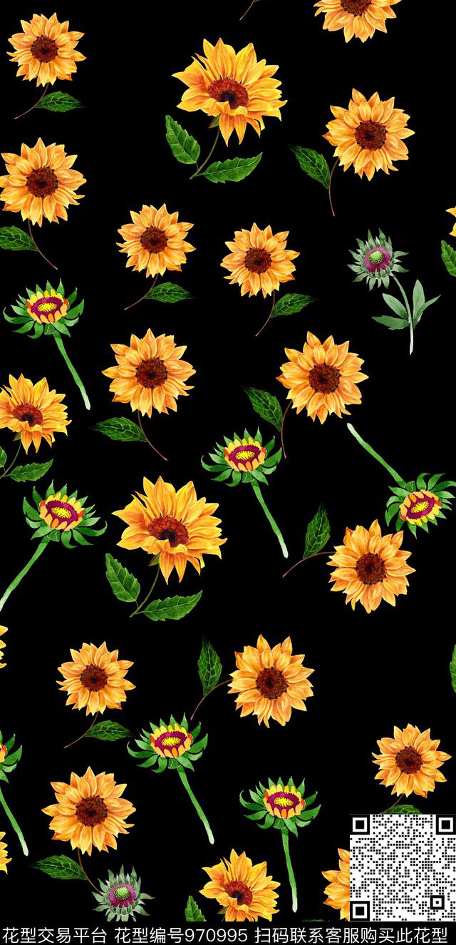 小碎花花卉手绘花卉数码印花华亿平台下载（图片编号: 970995） - 瓦栏（Walan）