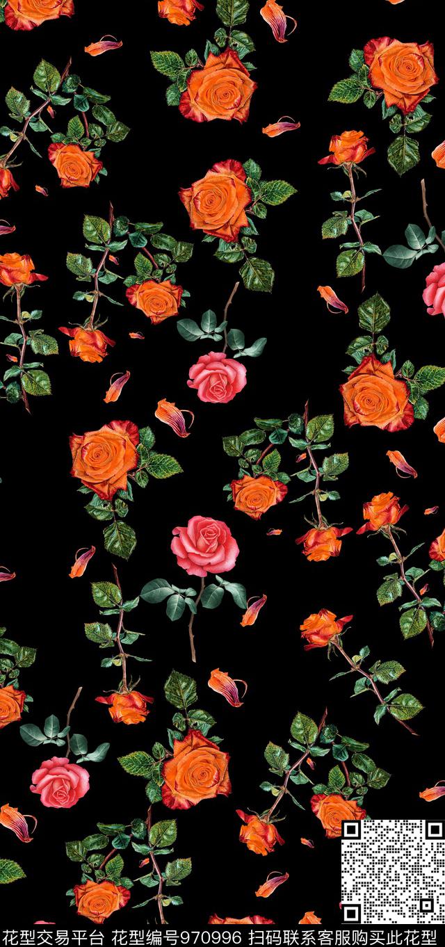 小碎花花卉手绘花卉数码印花华亿平台下载（图片编号: 970996） - 瓦栏（Walan）