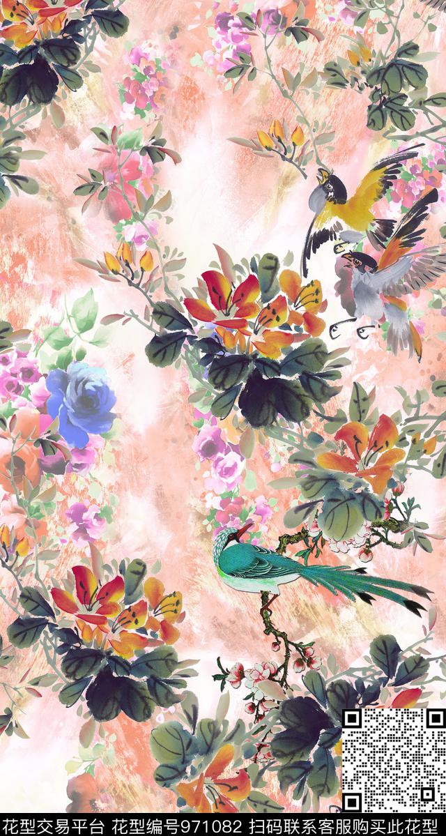 艺术花卉动物数码印花华亿平台下载（图片编号: 971082） - 瓦栏（Walan）