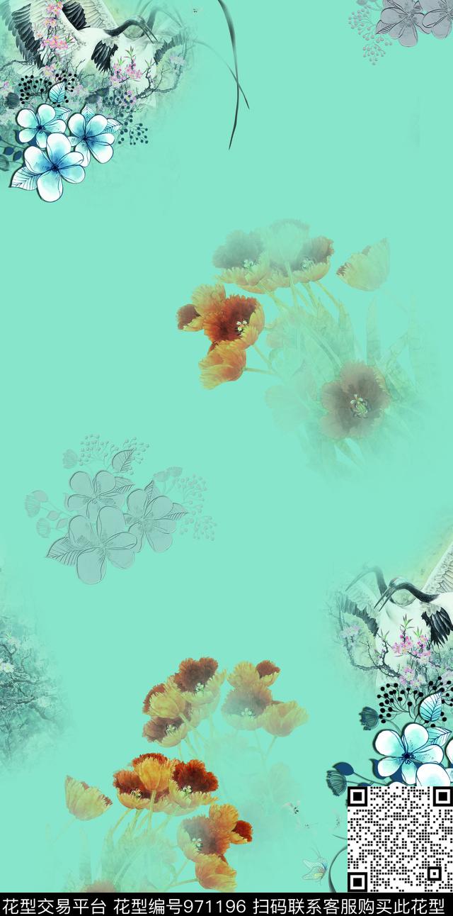 郁金香女装旗袍数码印花华亿平台下载（图片编号: 971196） - 瓦栏（Walan）