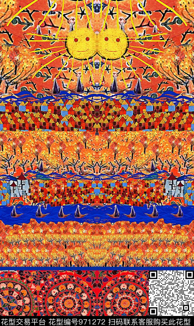 数码华亿平台定位花大牌风数码印花华亿平台下载（图片编号: 971272） - 瓦栏（Walan）