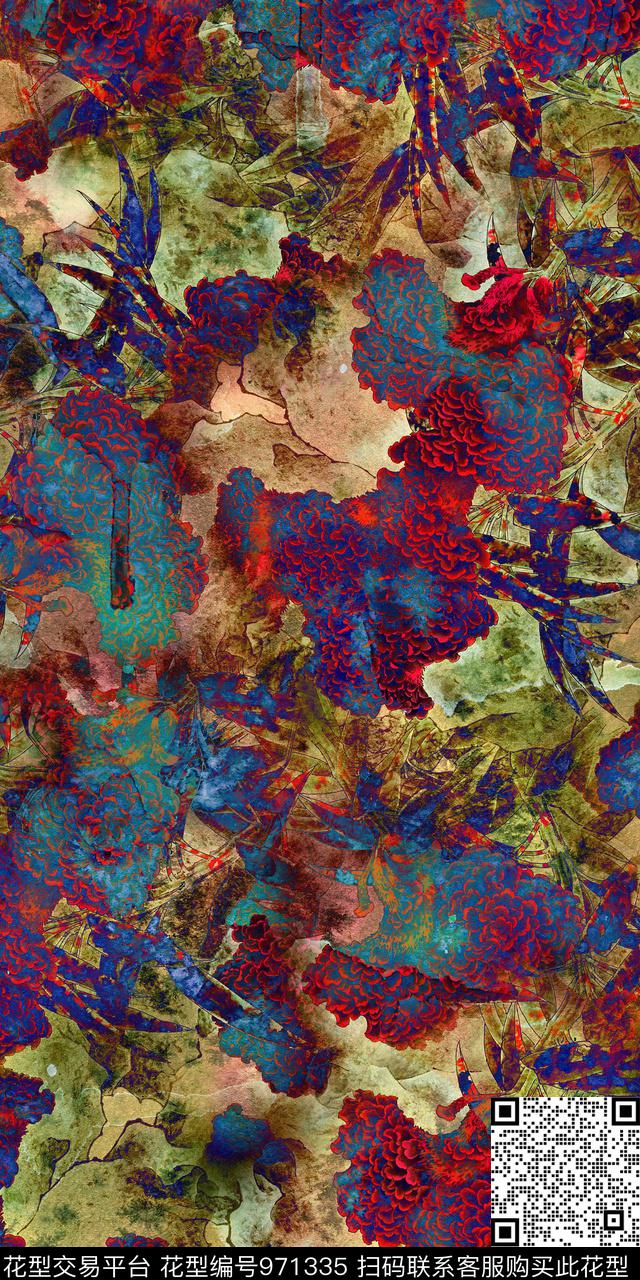 肌理抽象底纹复古底纹数码印花华亿平台下载（图片编号: 971335） - 瓦栏（Walan）