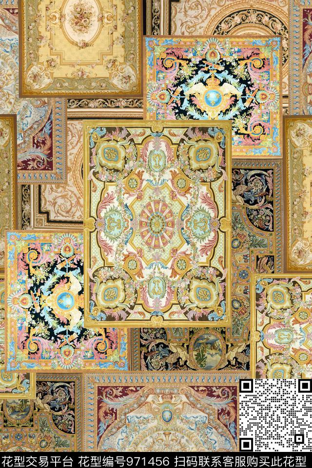民族风地毯混合拼接数码印花华亿平台下载（图片编号: 971456） - 瓦栏（Walan）