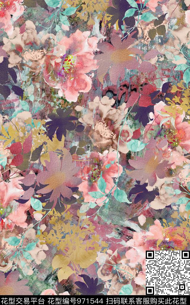 趣味肌理抽象数码印花华亿平台下载（图片编号: 971544） - 瓦栏（Walan）