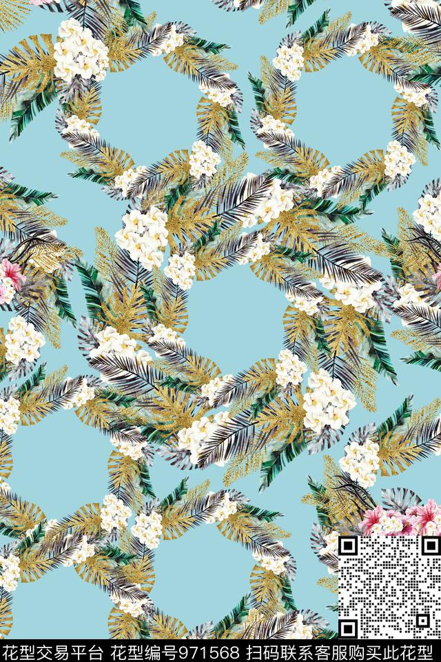 数码华亿平台花卉圆形数码印花华亿平台下载（图片编号: 971568） - 瓦栏（Walan）