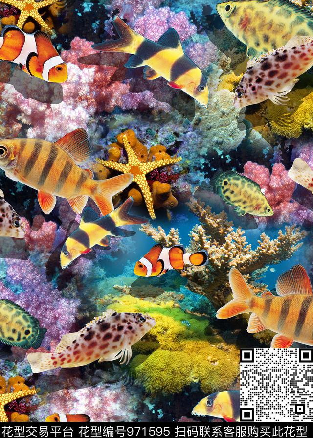 抽象定位花几何数码印花华亿平台下载（图片编号: 971595） - 瓦栏（Walan）