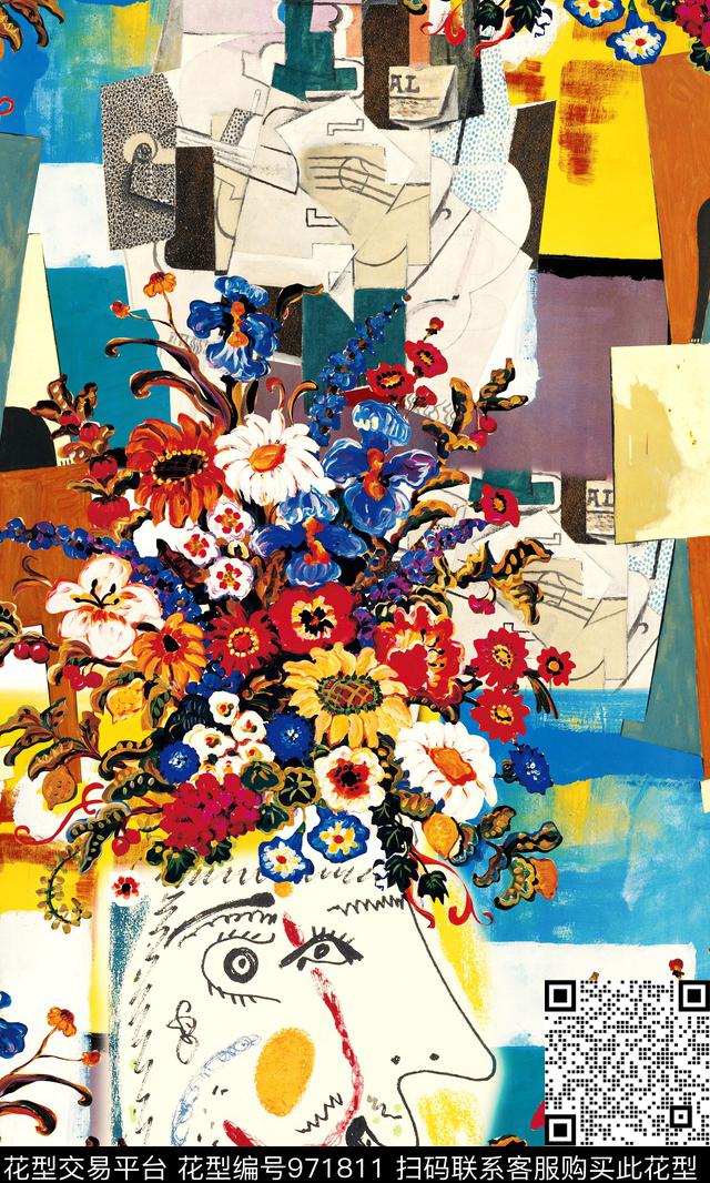 数码华亿平台抽象花卉满版散花数码印花华亿平台下载（图片编号: 971811） - 瓦栏（Walan）