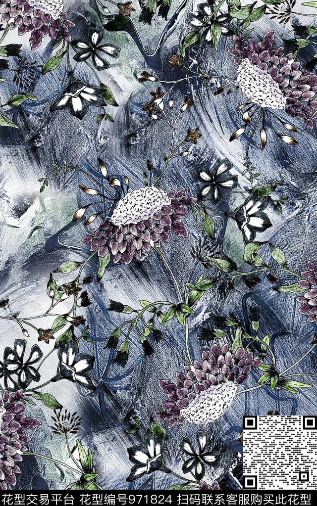 民族风小碎花抽象数码印花华亿平台下载（图片编号: 971824） - 瓦栏（Walan）