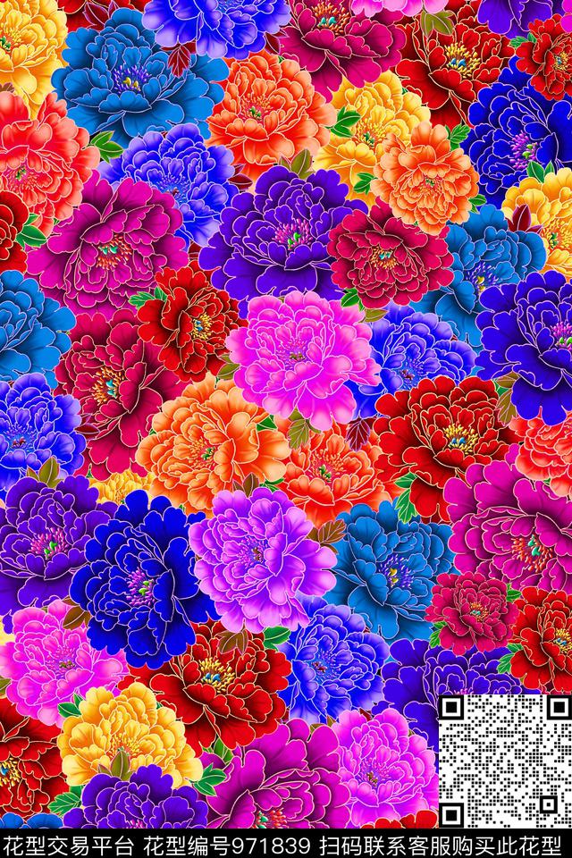 花卉女装旗袍数码印花华亿平台下载（图片编号: 971839） - 瓦栏（Walan）