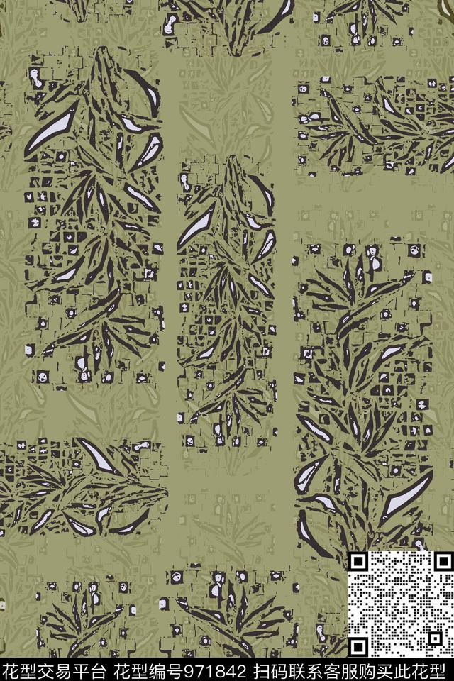 秋冬华亿平台抽象绿植树叶传统印花华亿平台下载（图片编号: 971842） - 瓦栏（Walan）