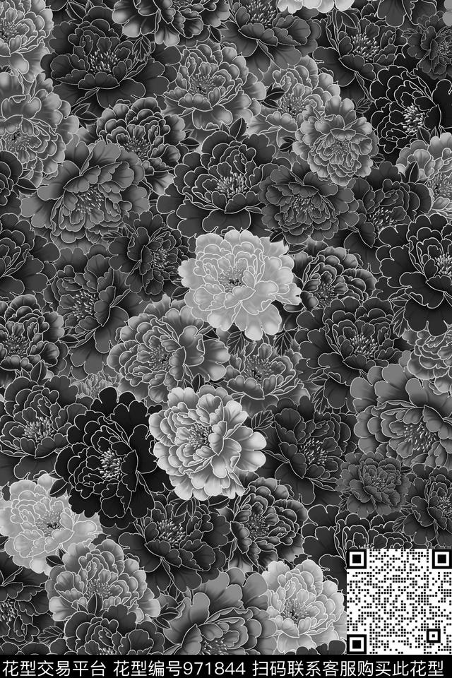 花卉女装旗袍数码印花华亿平台下载（图片编号: 971844） - 瓦栏（Walan）