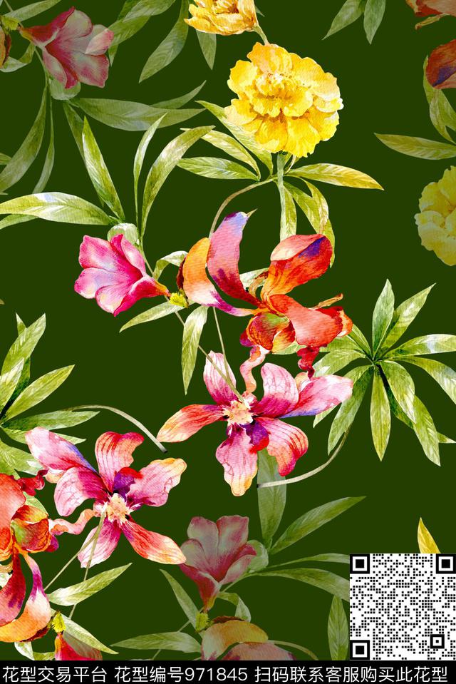 小碎花花卉大牌风数码印花华亿平台下载（图片编号: 971845） - 瓦栏（Walan）