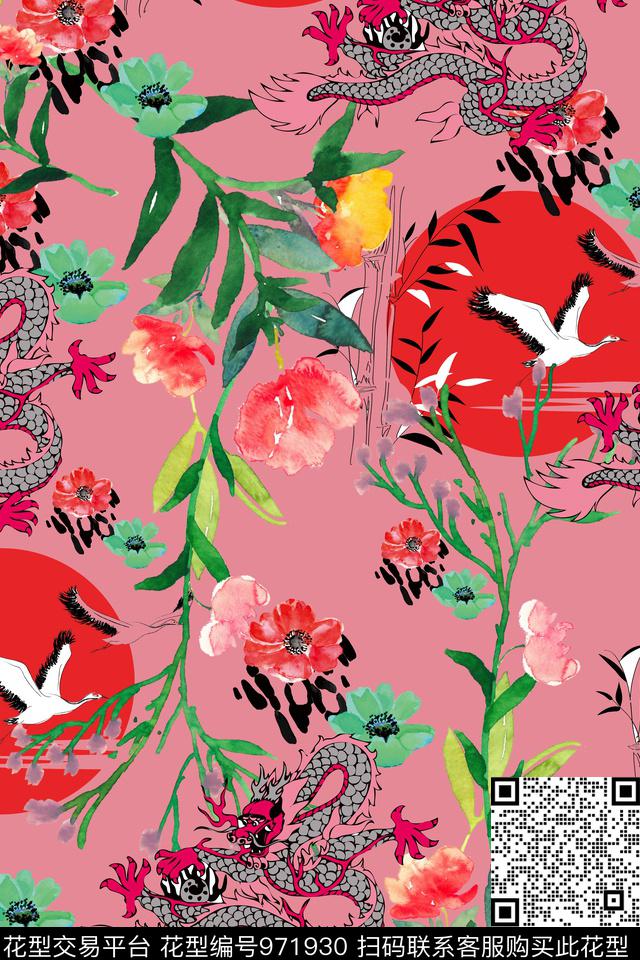 动物花卉龙GUCCI数码印花华亿平台下载（图片编号: 971930） - 瓦栏（Walan）