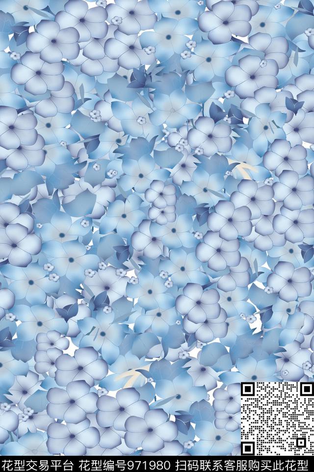 素雅数码华亿平台手绘花卉数码印花华亿平台下载（图片编号: 971980） - 瓦栏（Walan）