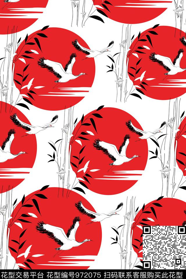 动物花卉仙鹤大牌风数码印花华亿平台下载（图片编号: 972075） - 瓦栏（Walan）