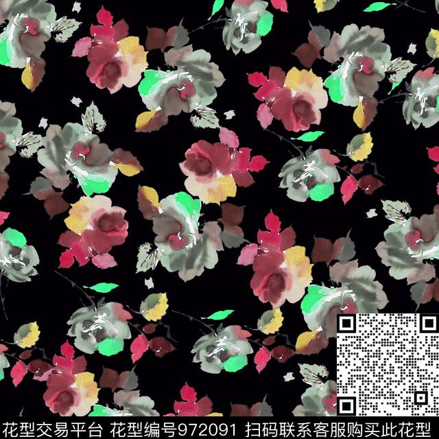 花卉几何大牌风数码印花华亿平台下载（图片编号: 972091） - 瓦栏（Walan）