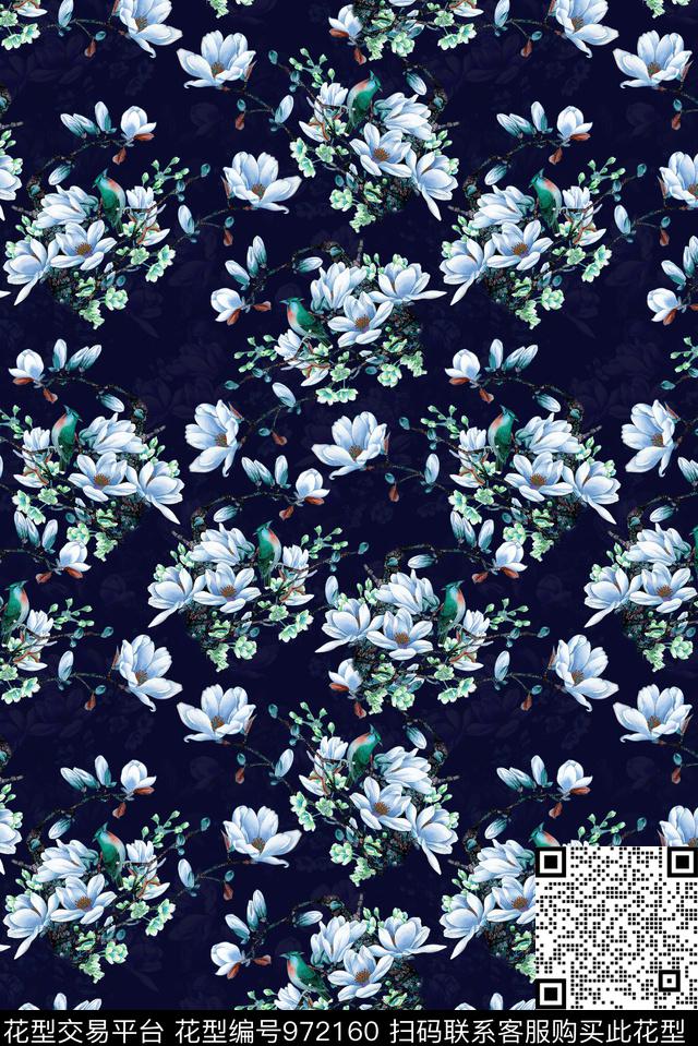 女装花鸟中国风数码印花华亿平台下载（图片编号: 972160） - 瓦栏（Walan）